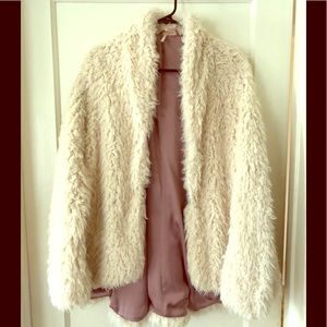Free People White/Ivory Furry Coat
